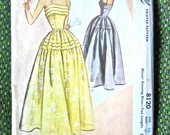 Vintage 1950s Evening Gown Vintage Sewing Pattern by McCall 8120  Bust 30