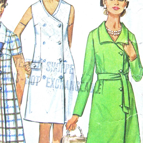Vintage Simplicity 8142 One Piece Dress Sewing Pattern  for misses' side buttoned dress pattern  Bust 40 inches