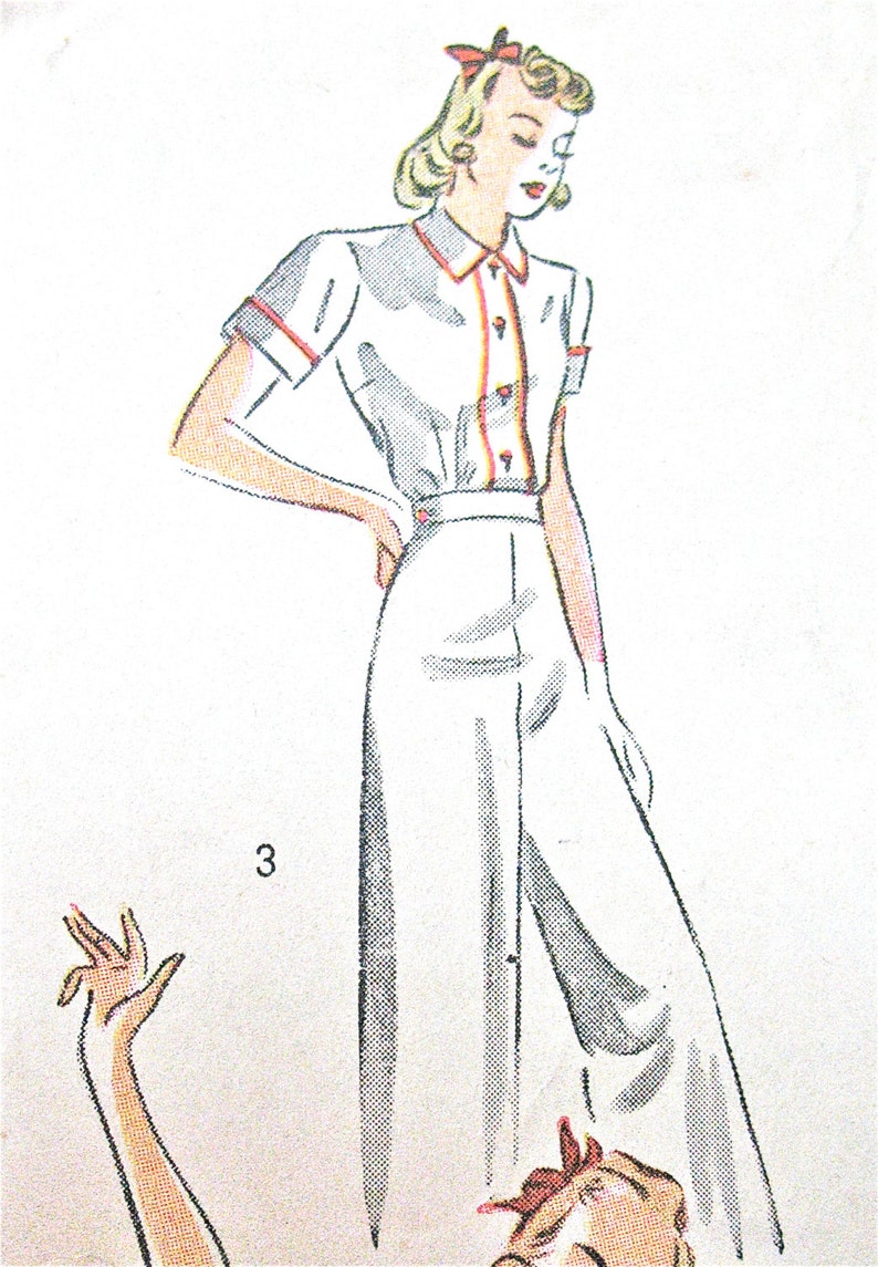 1930s Beach Pajamas and Blouse Simplicity 3156 Vintage Sewing Pattern Bust 30 image 2