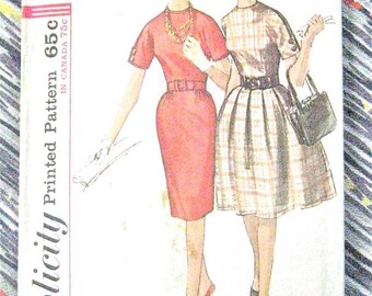 SALE 20% OFF Vintage Early 1960s Simplicity 5023 Sewing Dress Pattern Bust 34 inches