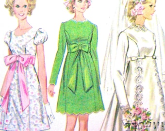 Mod 60s Simplicity 9652 Dress Pattern Bridal Gown Brides' Maid Dress. Bust 33.5