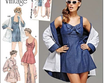 Simplicity Pattern 8139 Misses' 1950s Retro Beachwear, Size H5. 6 8 10 12 and 14, UNCUT- Factory Folded