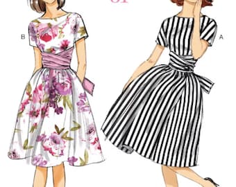 Butterick 6318 Misses' Tie-Waist Dress Sewing Pattern, New Uncut, Size 6-14 Retro Sewing Pattern