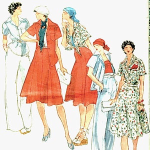 Butterick 4170 Vintage 1970s Gored circle skirt button up blouse wide legged pants UNCUT Sewing Pattern Bust 32 1/12 inches
