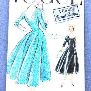 1950s Evening Dress Vogue S-4753 Evening Gown Cocktail Dress Deep V Back Vogue Special Design Vintage Sewing Patterns Bust 36 Hip 38 inches