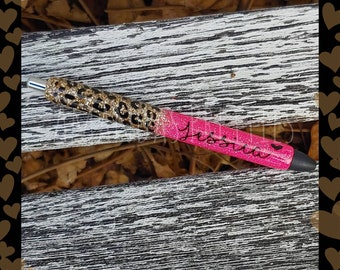 Glittered Gel pencil leopard Ink Pen Refillable Personalized