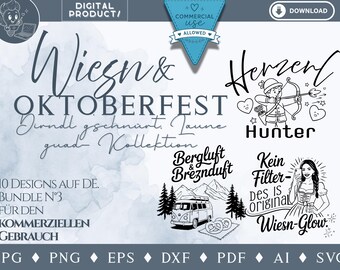 Oktoberfest svg Bundle 3 | Funny Beer Sayings with PLR License | Dirndl & Bavarian Ssvg PNG DXF