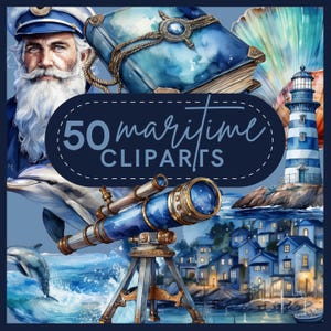 50 cliparts aquarelles maritimes : PNG haute résolution avec fond transparent pour usage personnel