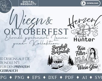 Oktoberfest svg Bundle 3 | Funny Wiesn Quotes & Dirndl Designs | Bavarian Humor SVG PNG DXF