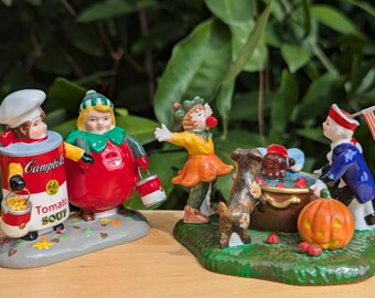 Dept 56 Bundle Bobbing for Apples & Campbell&#39;s Trick or Treat Kids- Halloween Village-Fall/Autumn/Halloween Decor-Christmas Village