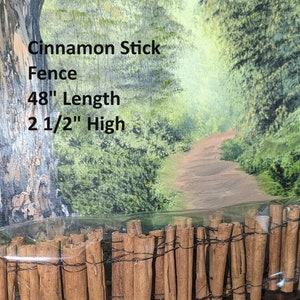 Miniature 2 1/2&quot; High Cinnamon Stick Fence/Ladder 48 inches Length - Fairy Garden Fence-Christmas Village Fence/Diorama Fence/Rustic Fence