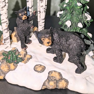 Dept. 56 Black Bear with Cub-Bears in the Birch Woodland 52743-Snow Village-Heritage Village-Bear Display