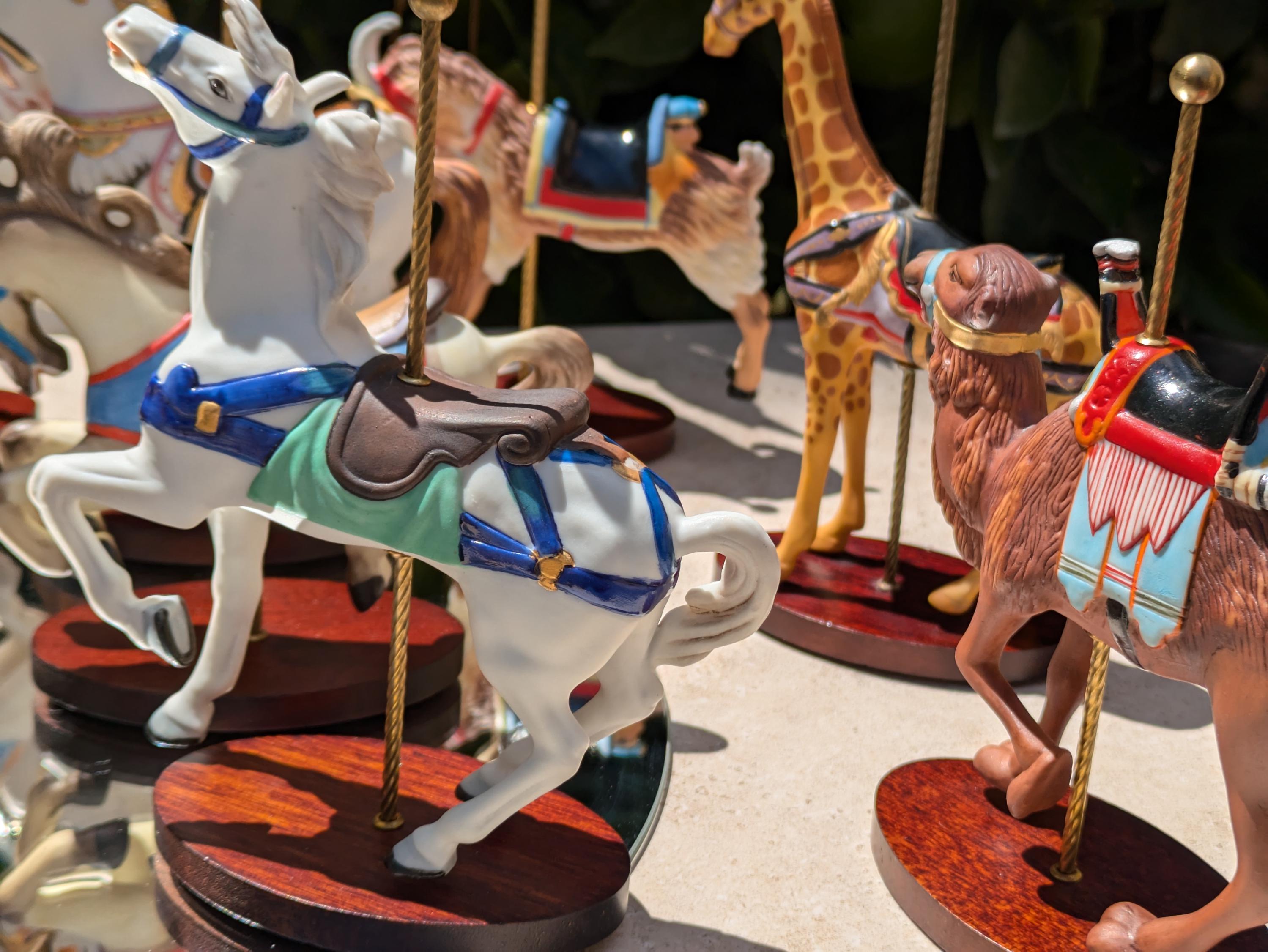 激レア☆フランクリンミント/回転木馬 12体/カルーセル 木製ラックと