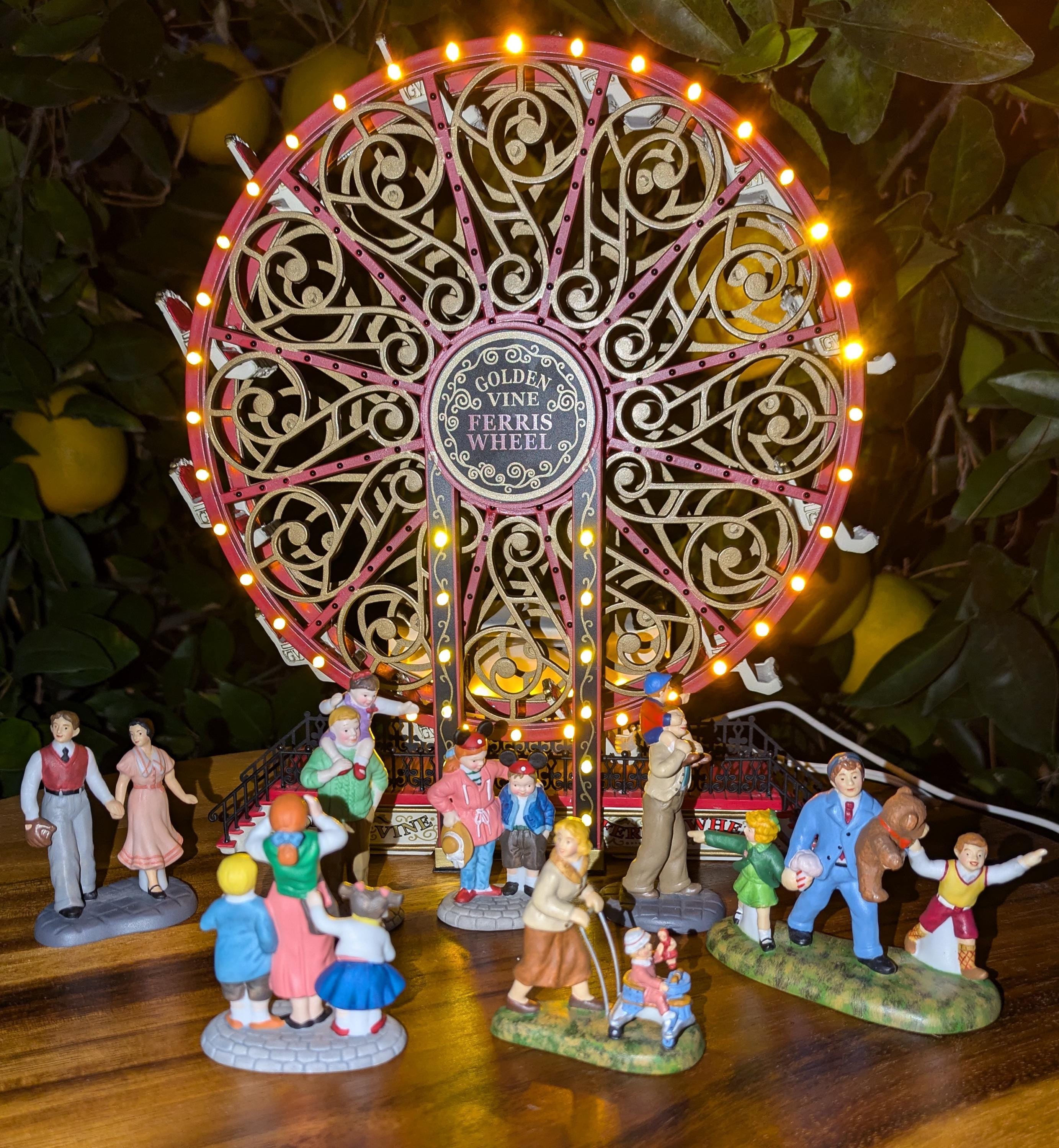 Dept. 56 Golden Vine Ferris Wheel & Amusement Park Figurines