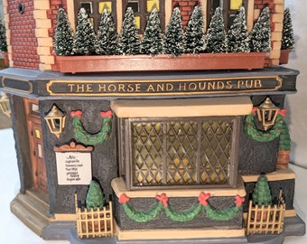 Dept 56 The Horse And Hounds Pub-Dickens Village-Christmas Village-Holiday Decor-Train Accessory-Restaurateur Gift-Pub Gift-Equestrian Gift