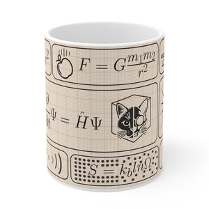Mug en céramique avec les équations scientifiques les plus célèbres | Cadeau scientifique | Chimie, mathématiques et physique
