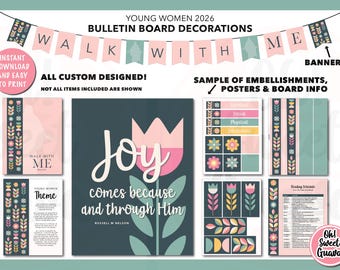 LDS 2026 Young Women Bulletin Board Banner, Posters, Organizing Items, and Embellishments - Instant Downlaod