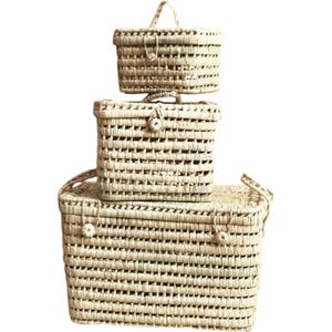 Palm Leaf Storage Trunk, Wicker Toy Chest