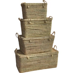 Palm Leaf Storage Trunk, Wicker Toy Chest