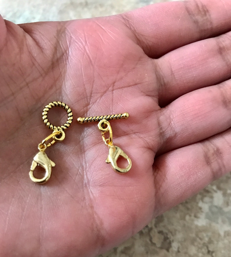 Tiny Antique Gold Toggle Clasp Converter Easy to Use Add to any Necklace or Bracelet Open Close with Ease Arthritis Disability Friendly