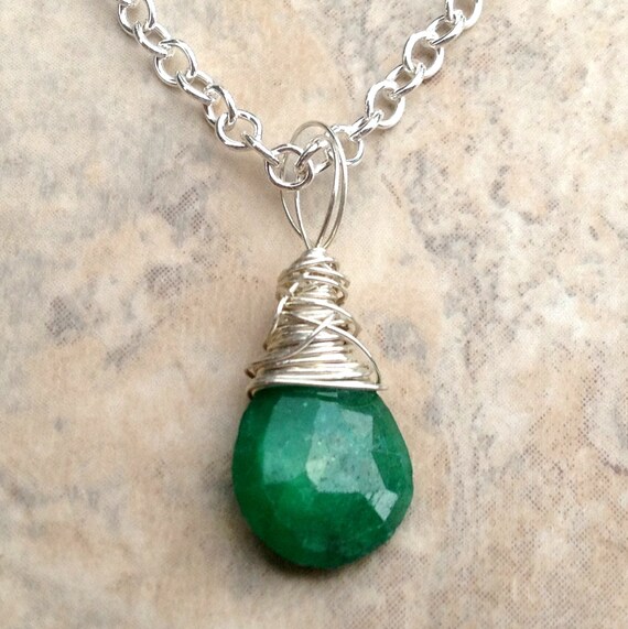 Genuine Emerald Necklace Fine Jewelry Precious Gemstone Tear Etsy