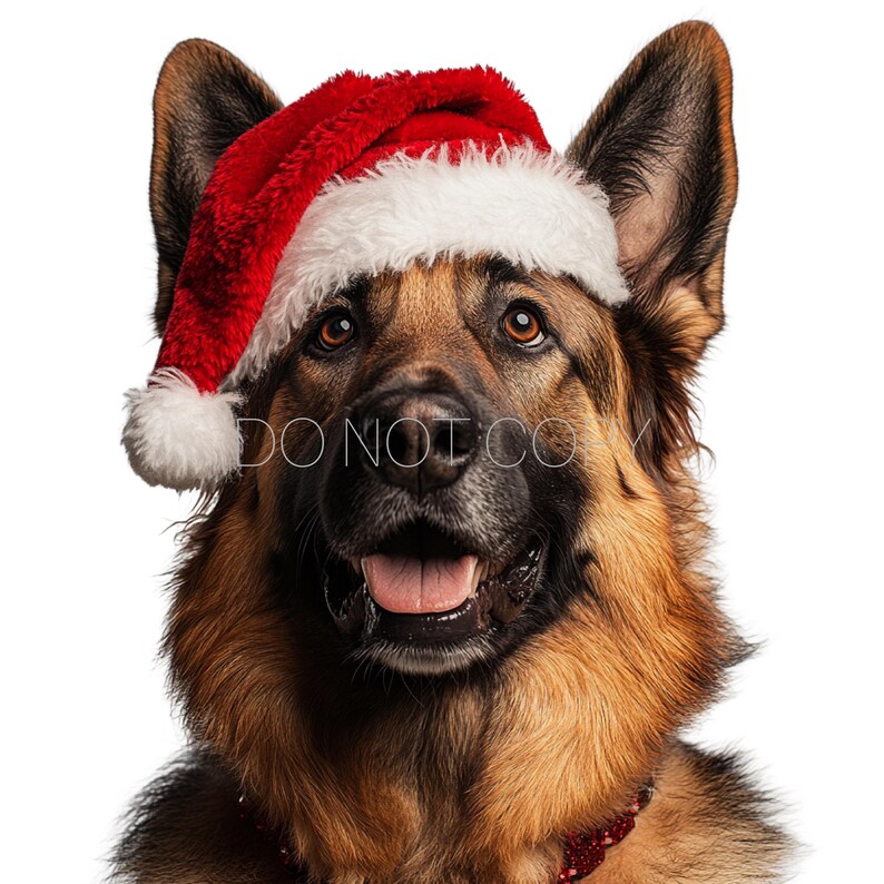 Tribal T-Shirts Christmas German Shepherd in Santa Hat Funny