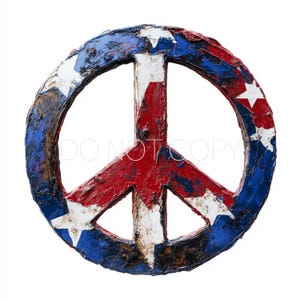 Archivo PNG de descarga digital del símbolo de la paz rojo, blanco y azul