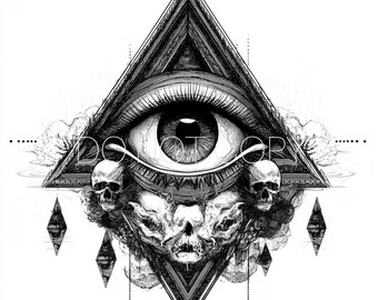 Illuminati Black and White PNG Digital Download File