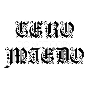 May include: Black and white image of the words "Good Morning" in a decorative, gothic font.