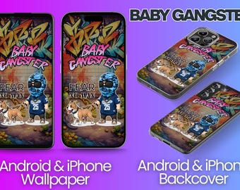 Graffiti Baby Gangster Andriod Phone Wallpaper, Street Art Cartoon Lock Screen (Digital Download)
