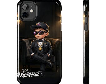Baby Gangster Phone Case | Cool Kid Cartoon, Black Suit, Sunglasses