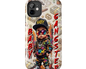 Baby Gangster Iphone phone case | Cute Urban Kid Illustration, Money Cigar Pattern