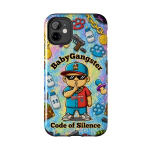 Coque iPhone BabyGangster : illustration du code du silence, design street art