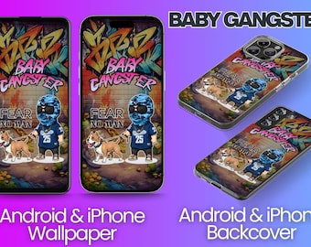 Graffiti Baby Gangster Iphone Wallpaper, Urban Street Art, Hip Hop Background (Digital Download)