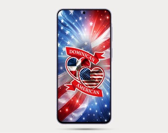 Fondo de pantalla neón para iPhone, dominicano-americano (descarga digital)