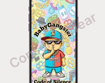 Baby Gangster iPhone Wallpaper, Pastel Cartoon Hip Hop (Digital Download)