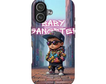 Baby Gangster phone case | urban streetwear kid illustration