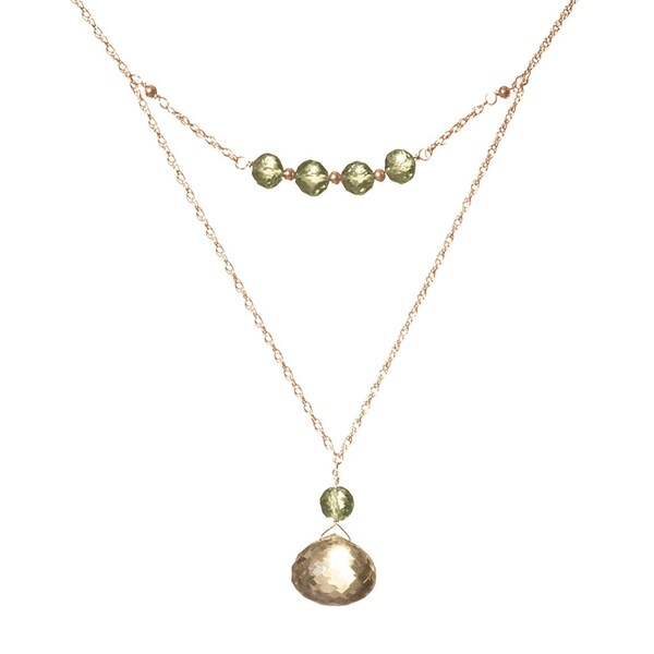 Unique Eye Catching Green Peridot and Yellow Topaz Necklace