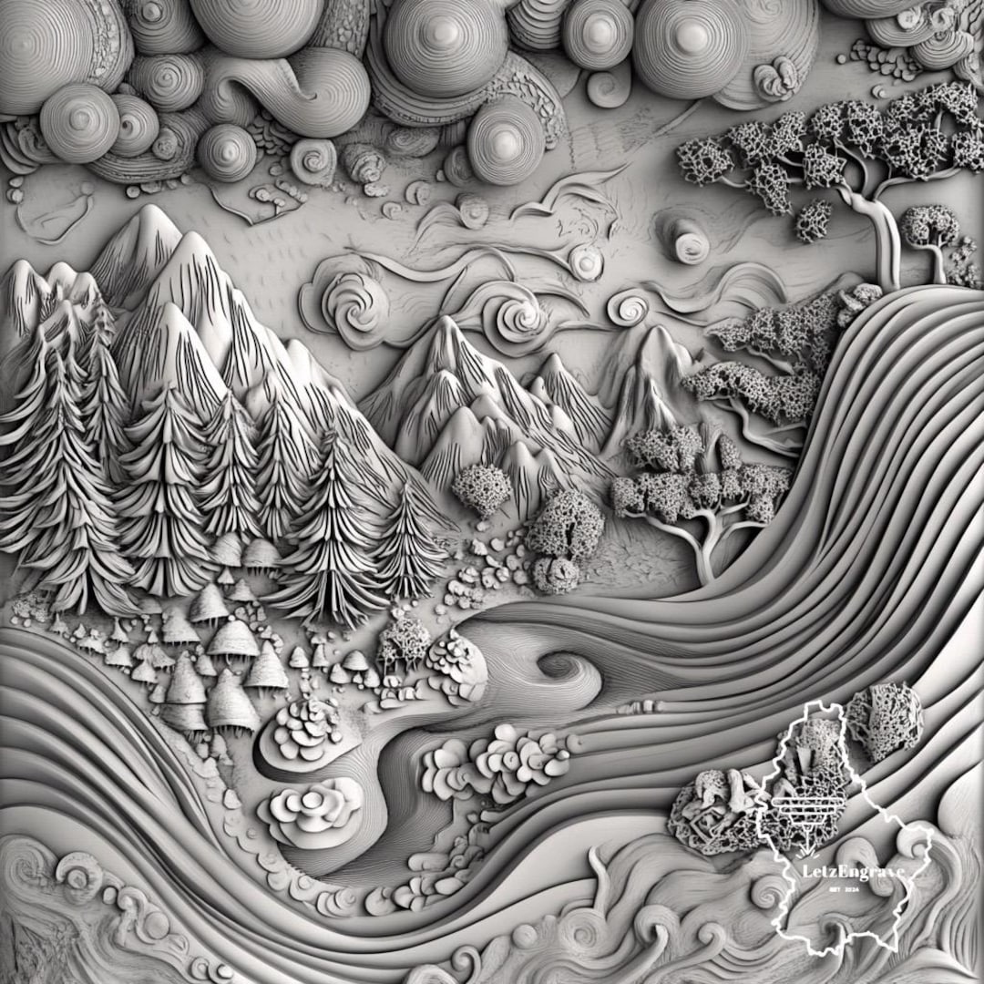 3D Zentangle Nature Abstract Deep Relief Design Set | Intricate PNG ...
