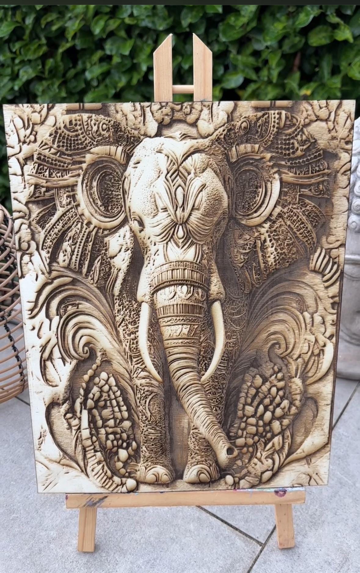 Deep Design 3d 3D Deep Relief Elephant Design PNG for Laser Engraving STL Style ...