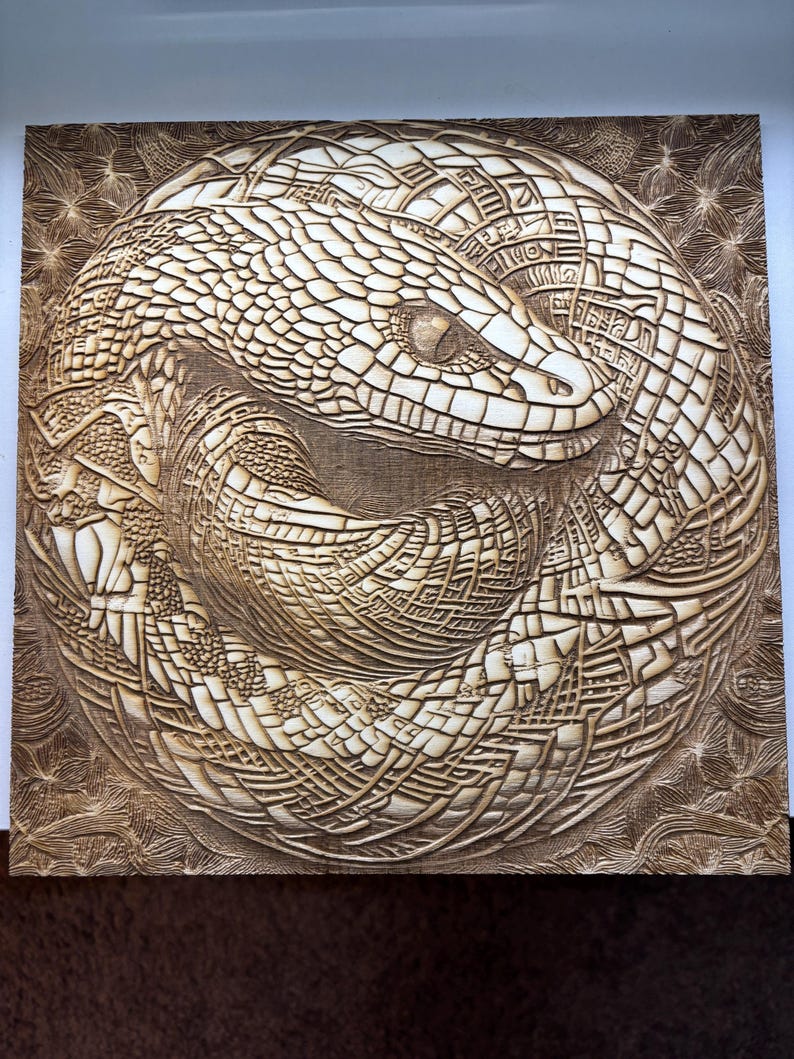 CNC 3D Deep Relief Snake Illusion Digital PNG File for Laser Engraving ...
