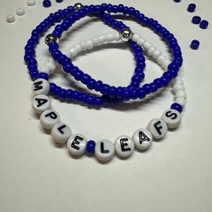 Toronto Maple Leafs inspirierte 3er-Pack Fan Armbänder | Hausgemachte Perlen Armbänder | Hockey Geschenke | Freundschaftsarmbänder | Hergestellt in Kanada