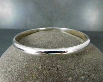 Heavy Domed Sterling Silver Bangle Bracelet, Smooth 5 mm Wide Half Round Solid 925 Sterling Silver, Simple Stacking Bracelet, Minimalist