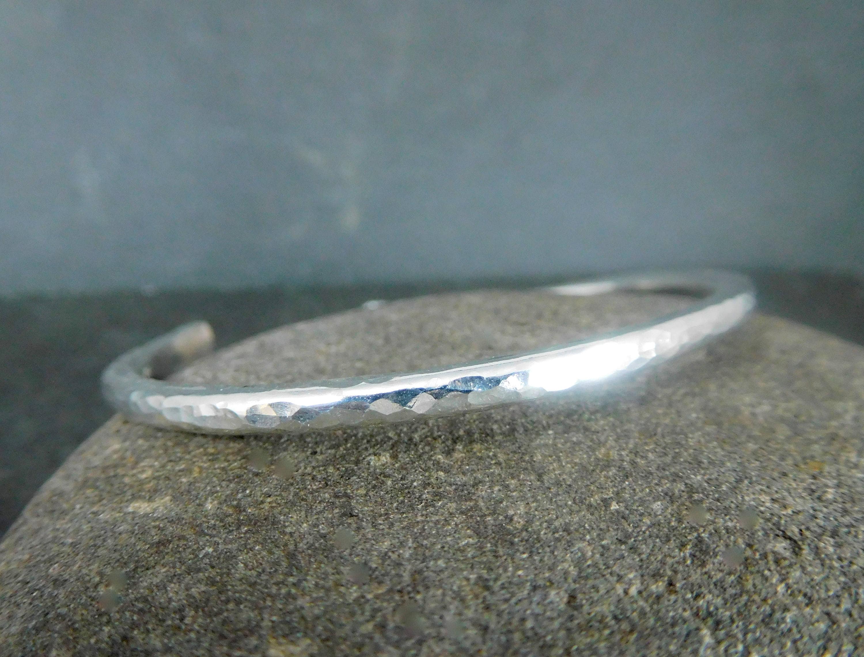 3mm Solid Sterling Silver Cuff Bracelet, Women Men Unisex