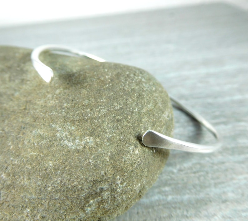 Thin Sterling Silver Cuff Bracelet, Open Bangle Bracelet, Simple Stacking Bracelet, Minimalist Jewelry, Delicate Skinny Cuff Bracelet, GRJ image 3