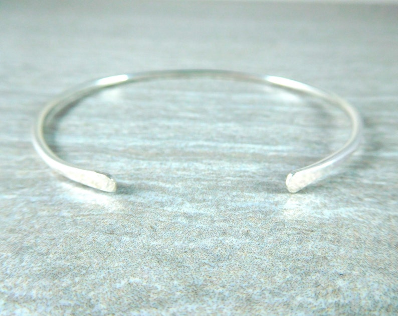 Thin Sterling Silver Cuff Bracelet, Open Bangle Bracelet, Simple Stacking Bracelet, Minimalist Jewelry, Delicate Skinny Cuff Bracelet, GRJ image 5