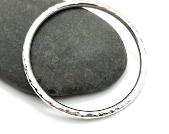 Thick 4mm Heavy Sterling Silver Bangle,  Chunky 6 Gauge Solid 925 Silver Bracelet, Hammered or Smooth Texture, Simple Minimalist Jewelry