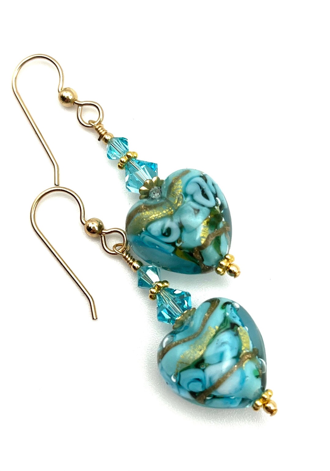 Gefaltete Herz Ohrringe - Leichte Metall-Ohrringe Mit Diamant-Akzent