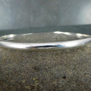 4mm Solid .925 Sterling Silver Bangle, Smooth Half Round Silver ...
