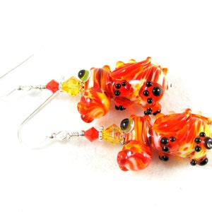 Dragon Earrings, Mythical Creature Earrings, Orange Yellow Earrings, Lampwork Earrings, Magic Dragon Earrings, Dragon Jewelry Fiery Dragon image 5